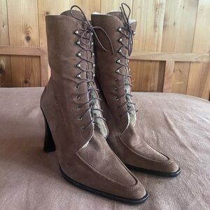Ralph Lauren Collection shearling suede Booties lace up 9